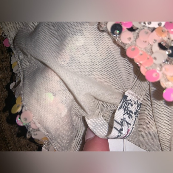 Free People Intimately Free Big Night Sequin Crop Top Ribbon Tie Rose XS - Picture 6 of 7